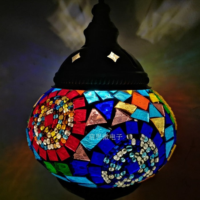 Mediterranean style Art Deco Turkish Mosaic Table Lamp Handcrafted mosaic Glass romantic bed light