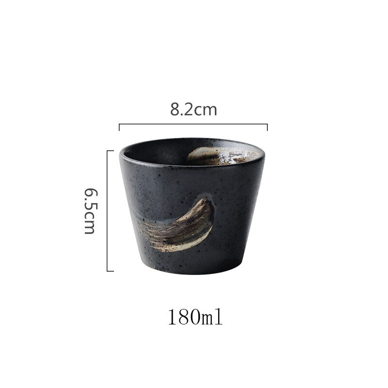 Handpainted Frosted Feel Brush Stroke Stackable Asian Style Drinking Cups 70-200ml