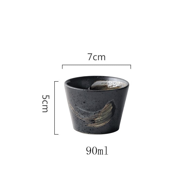 Handpainted Frosted Feel Brush Stroke Stackable Asian Style Drinking Cups 70-200ml