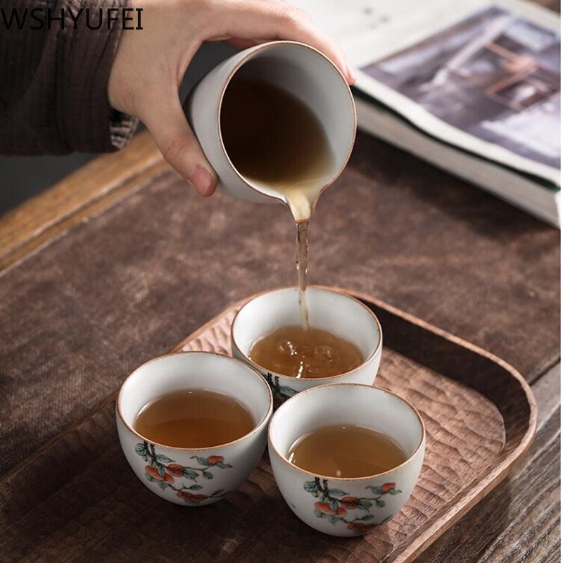 NLSLASI 1pcs Jingdezhen  Tea set TeaCup Chinese style Retro Ceramic CupS Personal Single Cup Pu&#39;er Tea Set Coffee drinkware