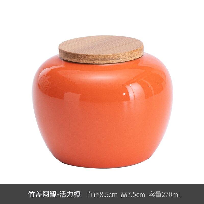 Creative Cute Mini Ceramic Storage Jar with Bamboo Wood Cover Home Portable Travel Tea Caddy Small Objects Jewelry Storage Box