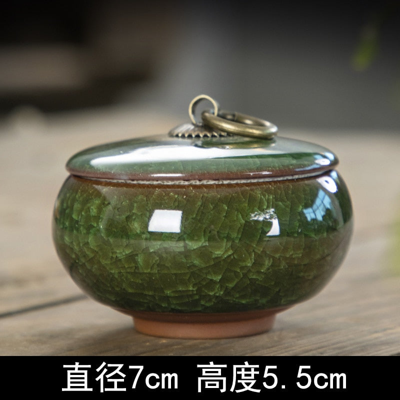 Creative Crack Ceramic Mini Tea Caddy Household Portable Storage Jar with Lid Cosmetic Jewelry Storage Box Gift Home Decoration