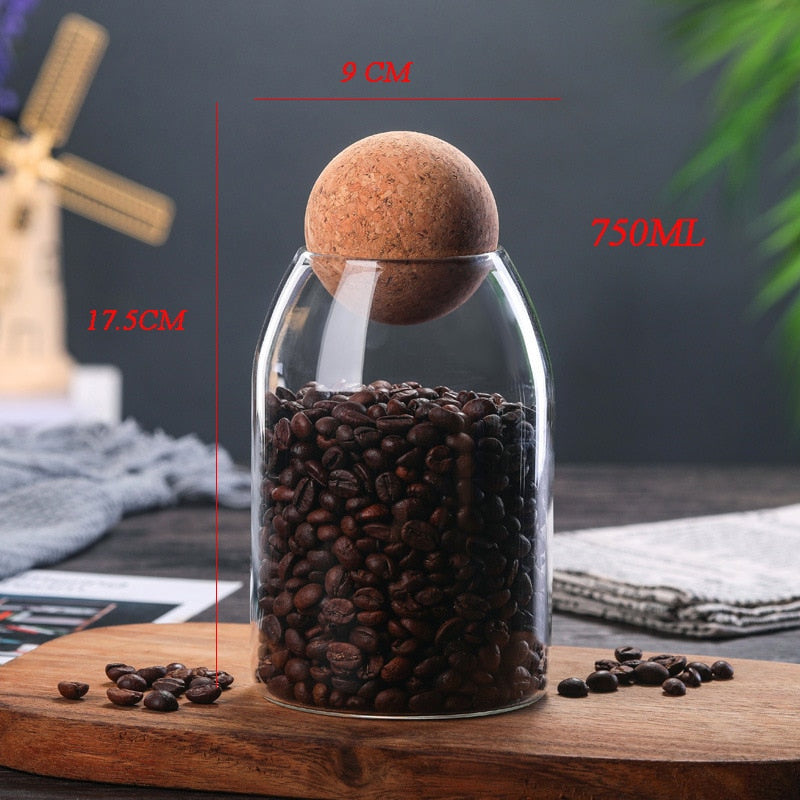 Glass Storage bottle Jars Containers Borosilicate Transparent Lead-Free Sealed Can coffee Tank Grains Creative Round Cork Tea