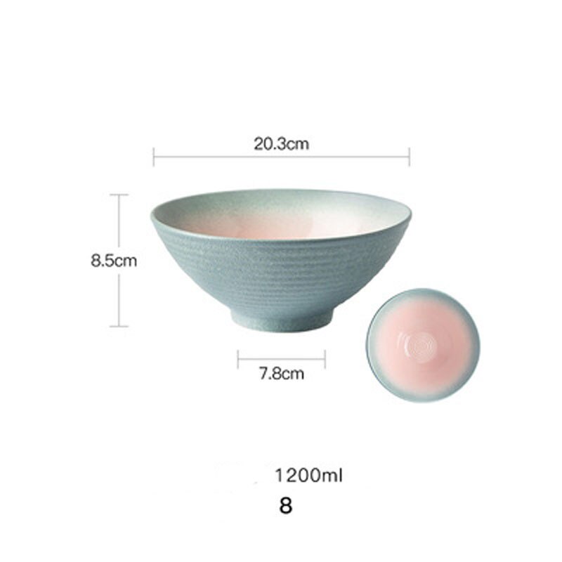 Japanese branch pottery bowl, unique noodles, large salad bowl, creative restaurant utensils