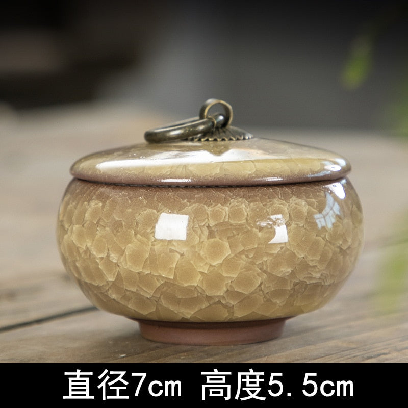 Creative Crack Ceramic Mini Tea Caddy Household Portable Storage Jar with Lid Cosmetic Jewelry Storage Box Gift Home Decoration