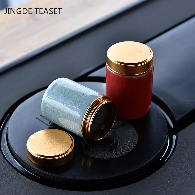 Mini Ceramics Tea Caddy oolong Tieguanyin Containers travel tea bag Sealed tea jar coffee Powder canister Household storage tank