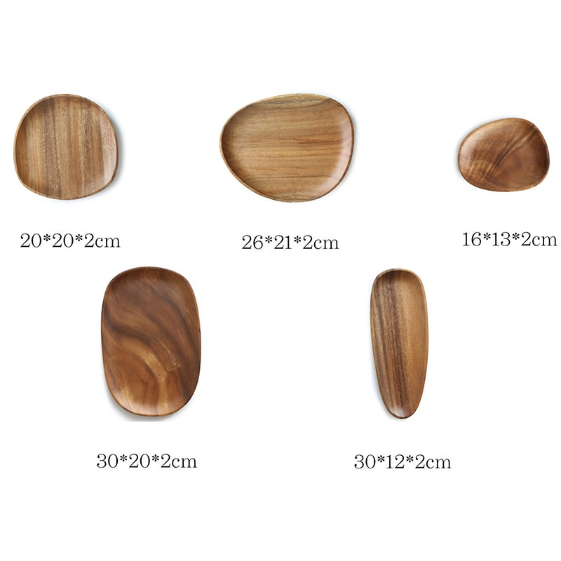 Acacia Wooden Tray Shaped Solid Wood Tray Sushi Cake Tray Wooden Salad Tray Fruit Tray Tea tray