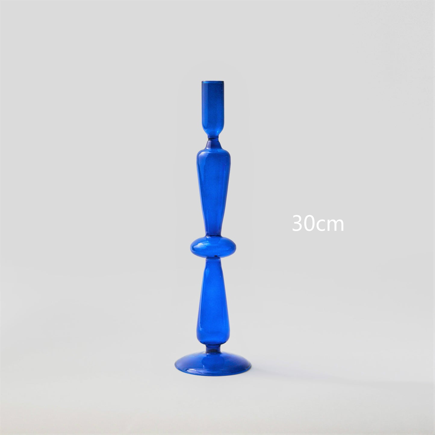 Blue Glass Candle Holder - Minimalist