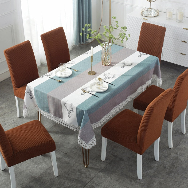 Tablecloth Upscale Hotel Picnic Table Rectangular Table Covers Wedding Event Home Dining Tea Table Cloth Decoration Lace Tassel