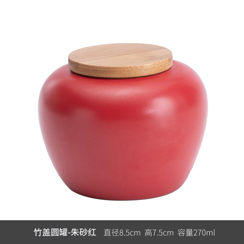 Creative Cute Mini Ceramic Storage Jar with Bamboo Wood Cover Home Portable Travel Tea Caddy Small Objects Jewelry Storage Box