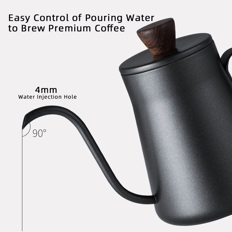 Coffee Pot 400ml Drip Kettle Tea Pot Non-Stick Food Grade Stainless Steel Gooseneck Drip Kettle Swan Neck Thin Mouth With Lid