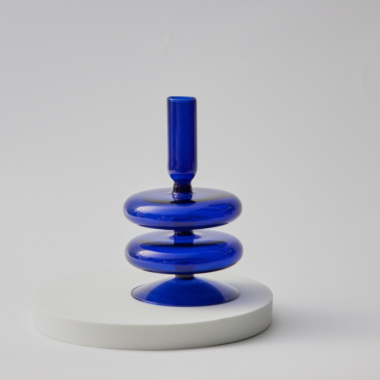 Blue Glass Candle Holder - Minimalist