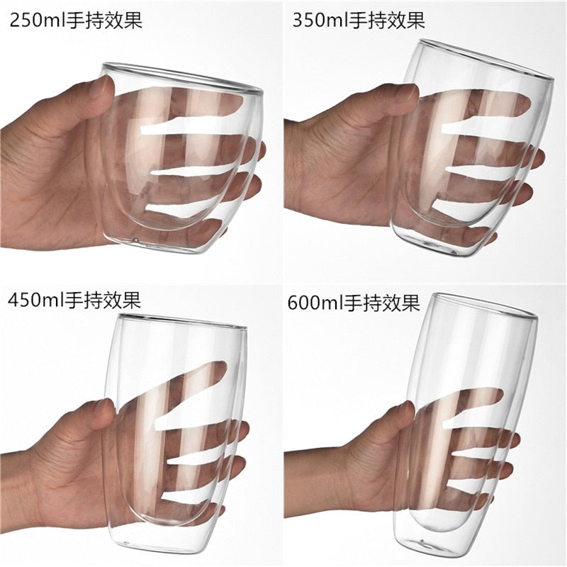 Double Wall Glass Mug Resistant Tea Beer Mug Milk Lemon Juice Cup Drinkware Lover Coffee Cups Mug Gift