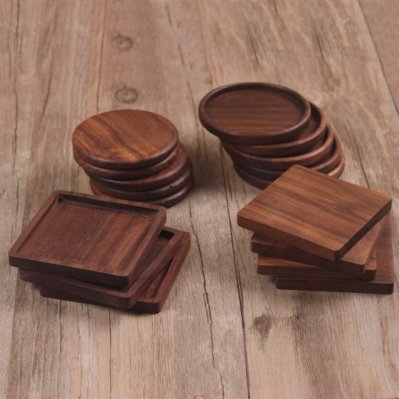 Drink Mat Walnut Wood Coasters Placemats Decor Tea Coffee Cup Pad 1 Pc Durable Square Round Home Table Bowl Teapot