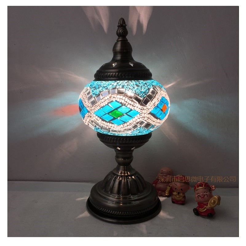 Mediterranean style Art Deco Turkish Mosaic Table Lamp Handcrafted mosaic Glass romantic bed light