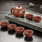 Yixing Purple Sand Tea Set Black/Red Ceramic Kung Fu Teapot Handmade Teacup Gaiwan Tureen Tea Ceremony (Not Include Stone Table)