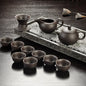 Yixing Purple Sand Tea Set Black/Red Ceramic Kung Fu Teapot Handmade Teacup Gaiwan Tureen Tea Ceremony (Not Include Stone Table)