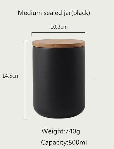 Sealed Ceramic Storage Jar With Bamboo Lid  - Various Capacity