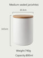 Sealed Ceramic Storage Jar With Bamboo Lid  - Various Capacity