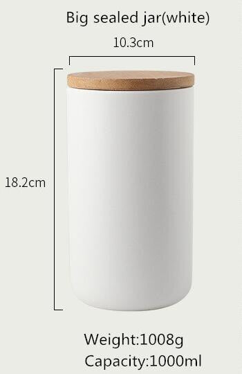 Sealed Ceramic Storage Jar With Bamboo Lid  - Various Capacity