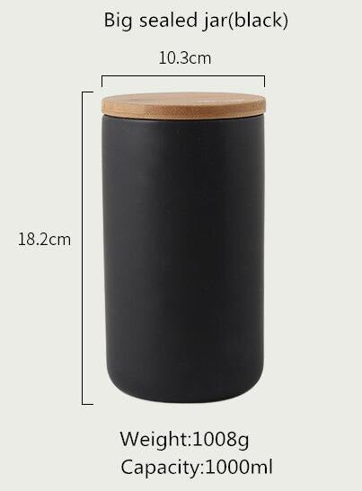 Sealed Ceramic Storage Jar With Bamboo Lid  - Various Capacity