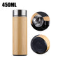 UPORS 450ml Bamboo Stainless Steel Thermos with Tea Infuser BPA Free Insulated Coffee Tumbler Leak Proof Lid Travel Mug Thermos