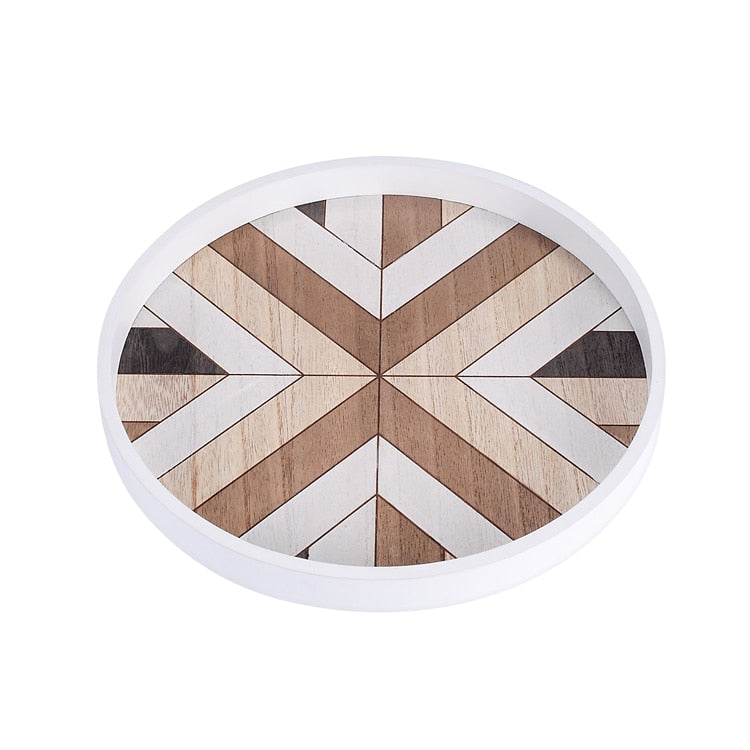 Nordic Dessert Plate Wooden Serving Tray Afternoon Tea Time Coffee Cake Plates Hexagonal Round Desserts Food Organizer Platter