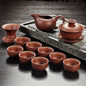 Yixing Purple Sand Tea Set Black/Red Ceramic Kung Fu Teapot Handmade Teacup Gaiwan Tureen Tea Ceremony (Not Include Stone Table)