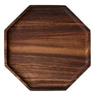 Creative Acacia Wood Plate Dishes Rectangle Octagonal Food Dessert Tea Dinner Tray Kitchenware Dinnerware Outdoor Tableware