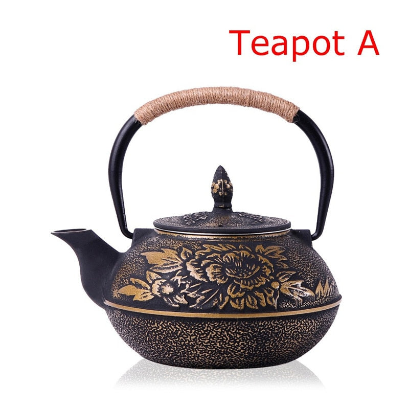 New 7 Chioces Cast Iron Teapot Set Japanese Tea Pot Tetsubin Kettle Enamel 900ml Kung Fu Infusers Metal With Strainer Net Filter