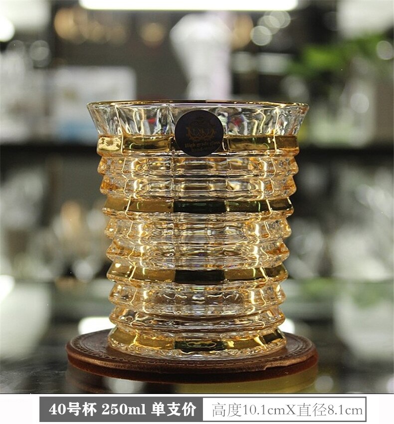 European-style large-scale crystal glass drawing gold wine whiskey glass beer glass tea glass spirits glass brandy glass