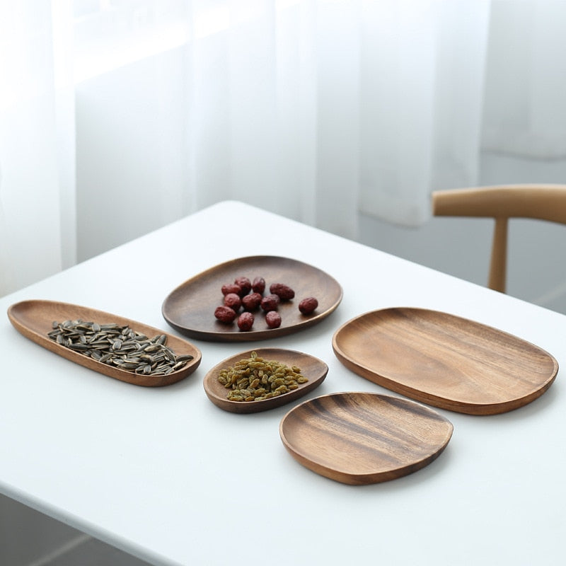 Acacia Wooden Tray Shaped Solid Wood Tray Sushi Cake Tray Wooden Salad Tray Fruit Tray Tea tray