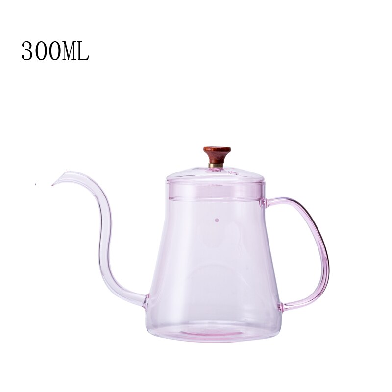 Glass Coffee Hand Punch Pot Coffee Cup Long Gooseneck Spout Kettle Pour Over Coffee Pot With Lid Home Heat Resistant Teapot