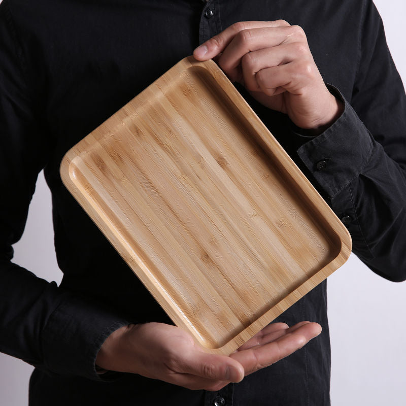 Wooden Bamboo Serving Tray Tea Cup Saucer Trays Fruit Plate Storage Pallet Plate Decoration Japanese Food Rectangular Plate