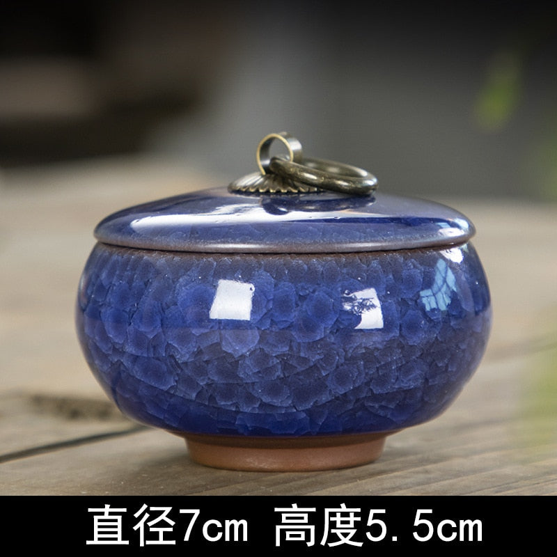 Creative Crack Ceramic Mini Tea Caddy Household Portable Storage Jar with Lid Cosmetic Jewelry Storage Box Gift Home Decoration