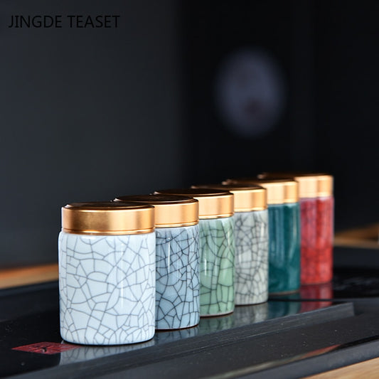 Mini Ceramics Tea Caddy oolong Tieguanyin Containers travel tea bag Sealed tea jar coffee Powder canister Household storage tank