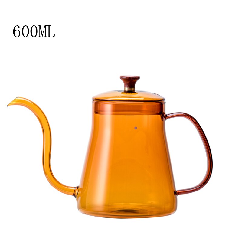 Glass Coffee Hand Punch Pot Coffee Cup Long Gooseneck Spout Kettle Pour Over Coffee Pot With Lid Home Heat Resistant Teapot