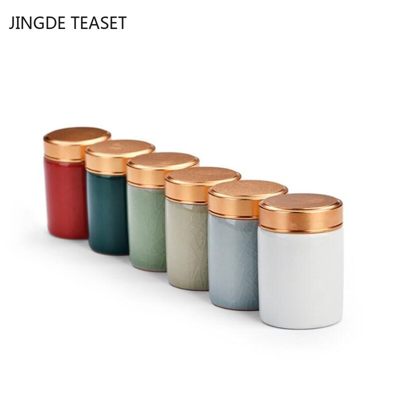 Mini Ceramics Tea Caddy oolong Tieguanyin Containers travel tea bag Sealed tea jar coffee Powder canister Household storage tank