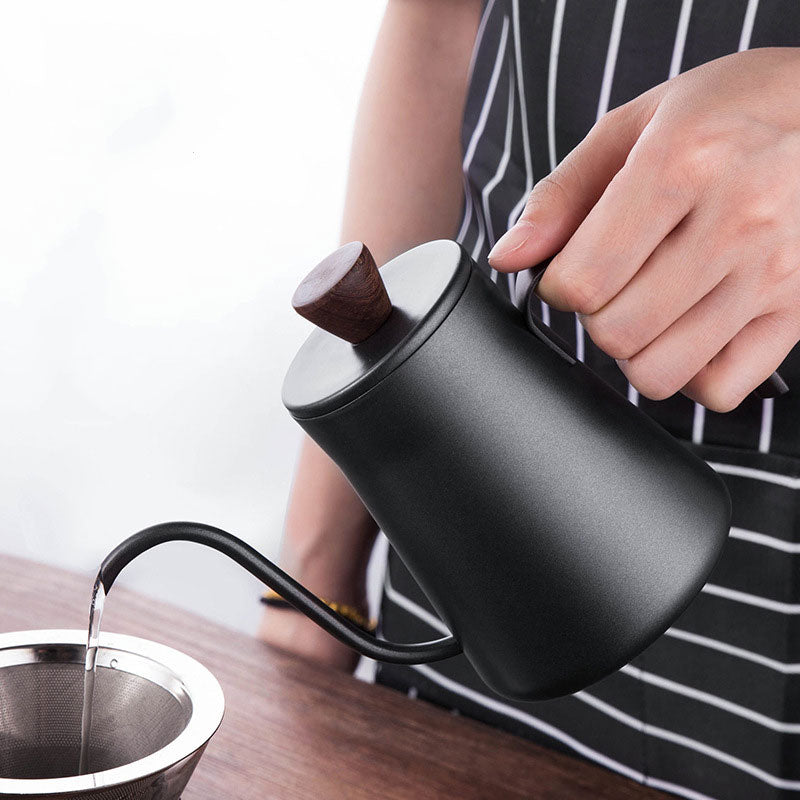 Coffee Pot 400ml Drip Kettle Tea Pot Non-Stick Food Grade Stainless Steel Gooseneck Drip Kettle Swan Neck Thin Mouth With Lid