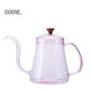 Glass Coffee Hand Punch Pot Coffee Cup Long Gooseneck Spout Kettle Pour Over Coffee Pot With Lid Home Heat Resistant Teapot