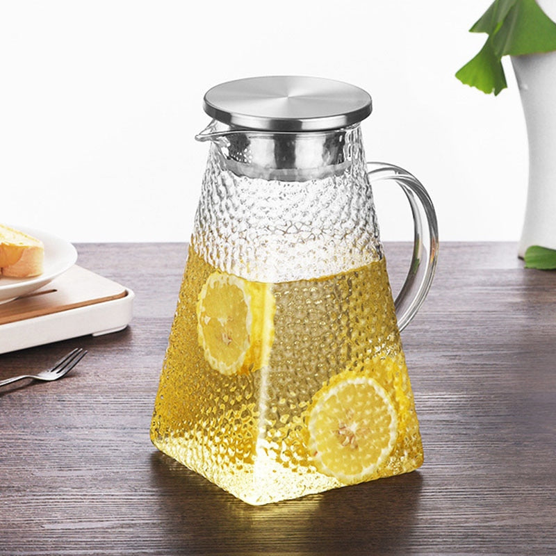 Textured Glass Jug With Stainless Steel Filter 1200ml, 1500ml and 1800ML