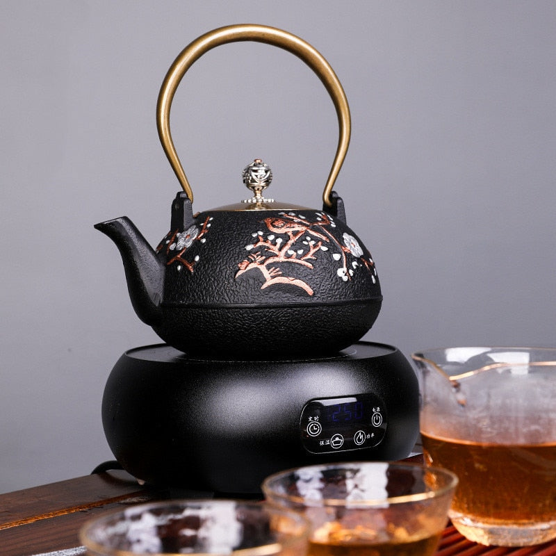 Japanese High quality Cast Iron Teapot Induction Cooker Kettle With Strainer Tea Pot Oolong Tea Coffee Maker Office Tea set 1.2L