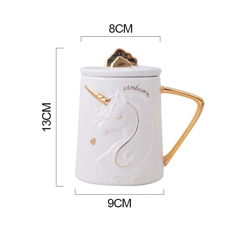 Gorgeous Relief Unicorn Coffee Mug with Mobile Phone Holder Lid Cute Water Tea Ceramic Milk Breakfast Cup Creative Gift