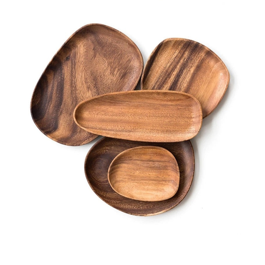 Acacia Wooden Tray Shaped Solid Wood Tray Sushi Cake Tray Wooden Salad Tray Fruit Tray Tea tray