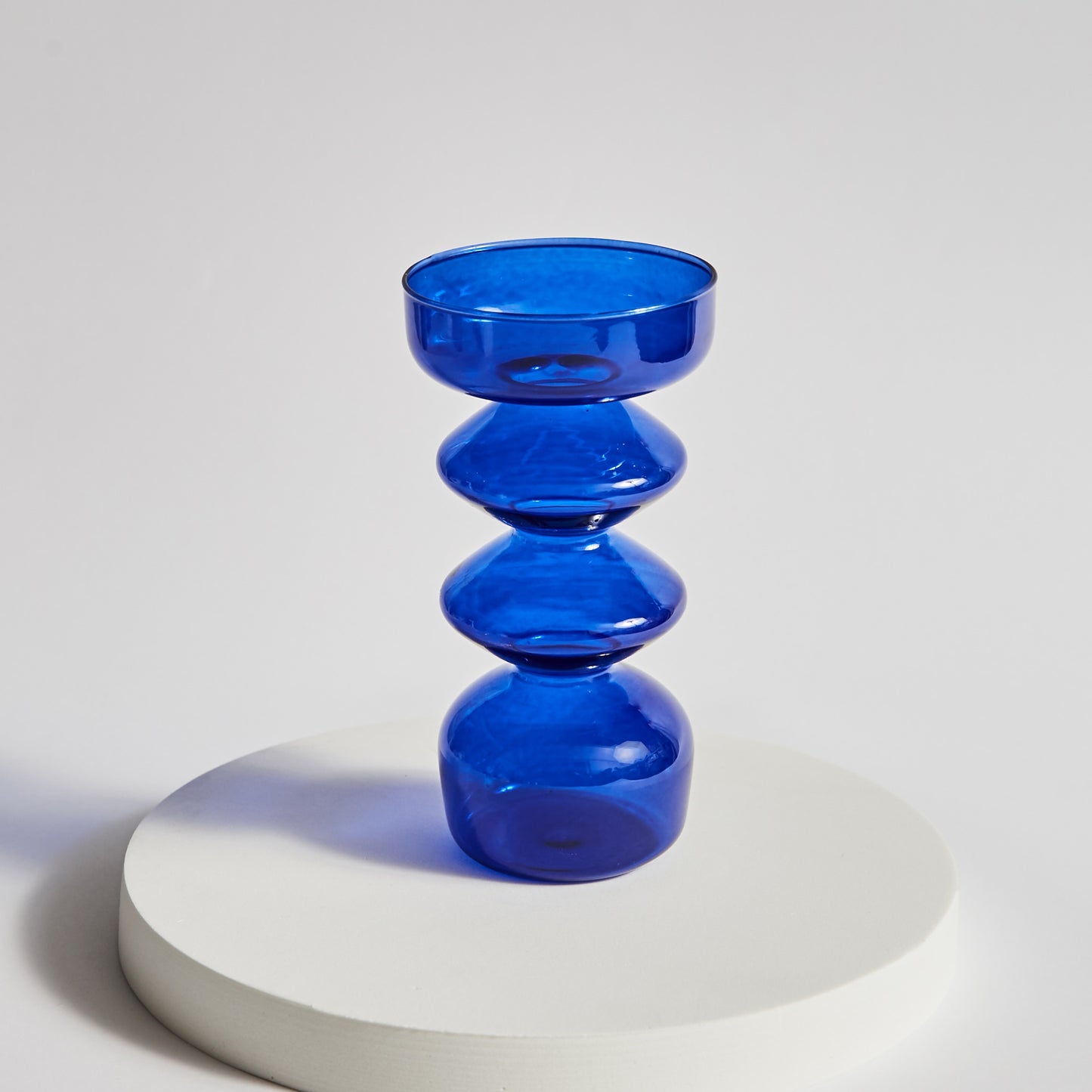 Blue Glass Candle Holder - Minimalist