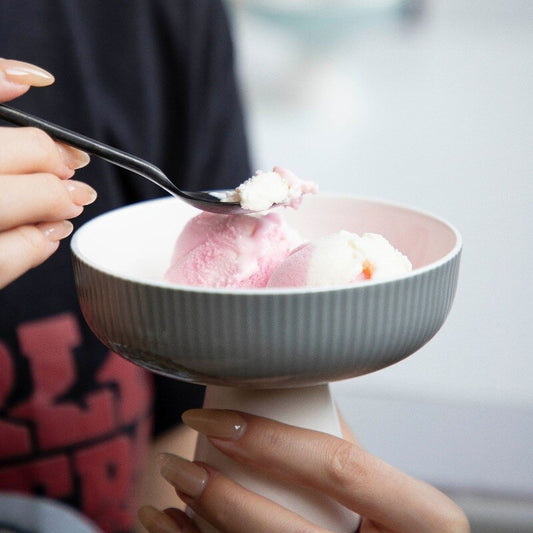 Modern White Ice Cream Ceramic Bowl Household Yogurt Pudding Bowl Dessert Cake Plate Kitchen Utensils Porcelain Home Decoration