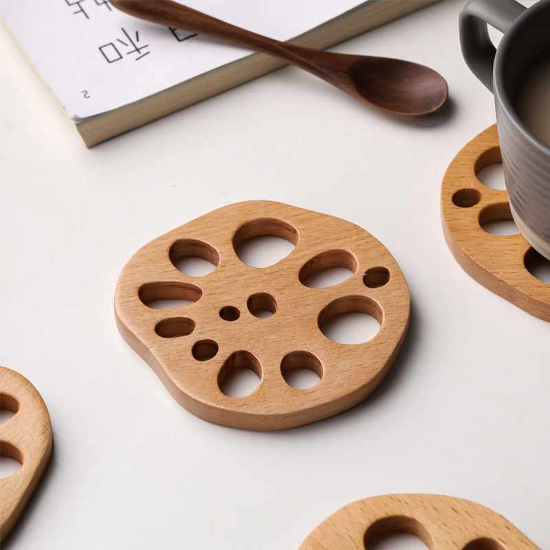 Musowood Solid Wood Crepe Coaster Tea Coffee Cup Pad Placemats Decor Walnut Wood Coasters Durable Heat Resistant Drink Mat