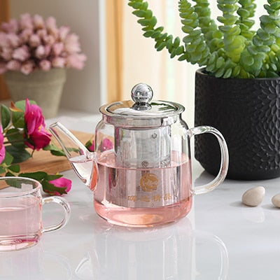 Good Clear Borosilicate Glass Teapot With 304 Stainless Steel Infuser Strainer Heat Resistant Loose Leaf Tea Pot Tool kettle set