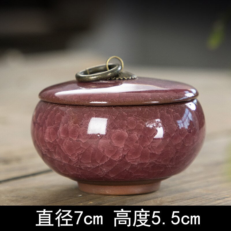 Creative Crack Ceramic Mini Tea Caddy Household Portable Storage Jar with Lid Cosmetic Jewelry Storage Box Gift Home Decoration