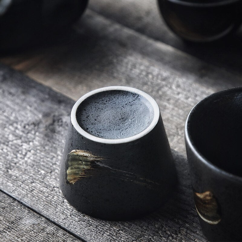 Handpainted Frosted Feel Brush Stroke Stackable Asian Style Drinking Cups 70-200ml